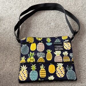 Nicholas Pineapple Print Crossbody Bag - Black and Yellow